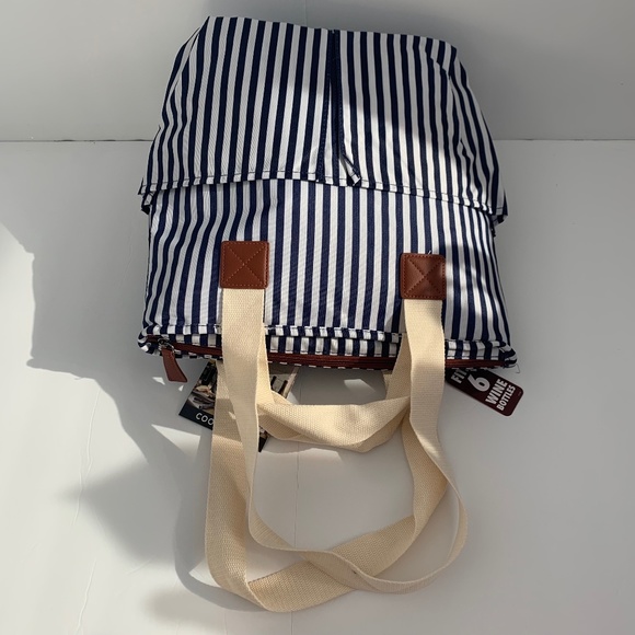 Acorn Street Insulated Wine Cooler Tote with 6 Bottle Capacity Navy Blue Party - Picture 3 of 9